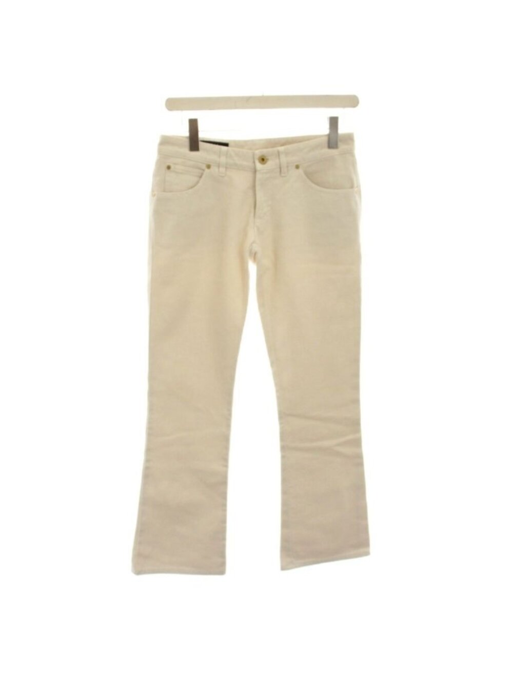 Gucci Cotton Denim Flared Pants Jeans Low Light Beige 38
